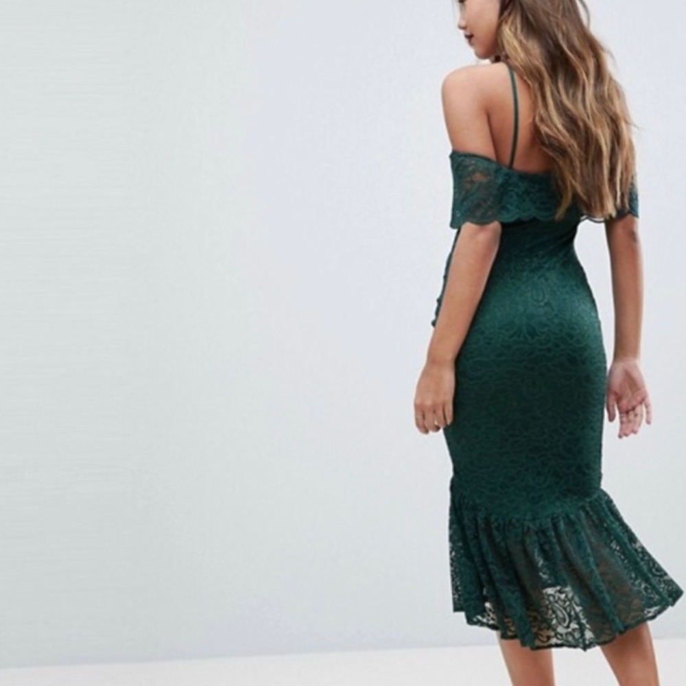 ASOS Green Midi Dress with Elegant Design - Picture 2 of 4